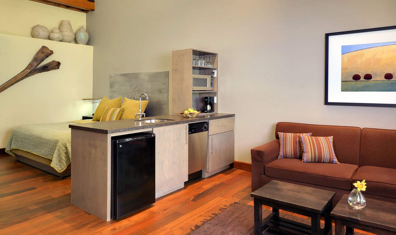 Modern kitchen in Premium King hotel room near Zion National Park