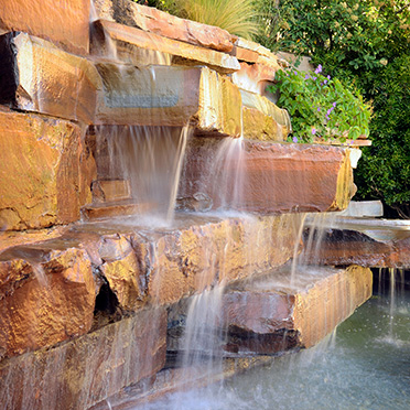 Waterfall by the hot tub